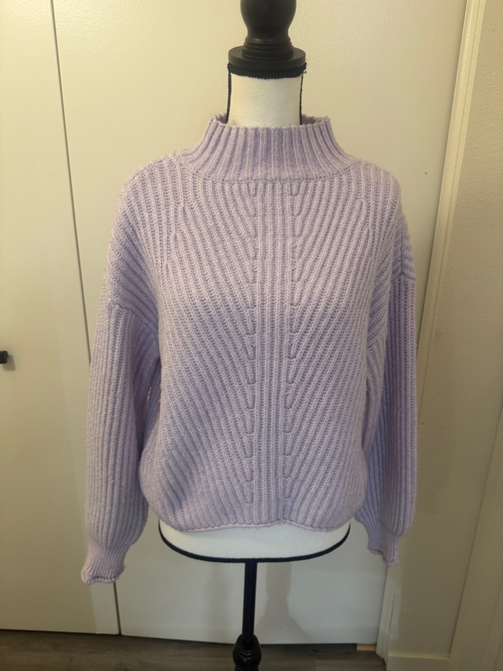 SO Lavender Ribbed Mock Neck Sweater